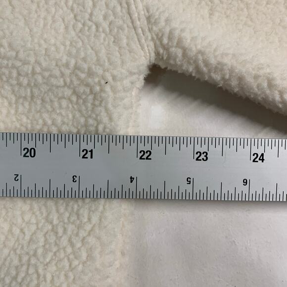 Club Monaco L Womens Fuzzy Fleece Cream Hoodie Sweatshirt - Picture 6 of 9